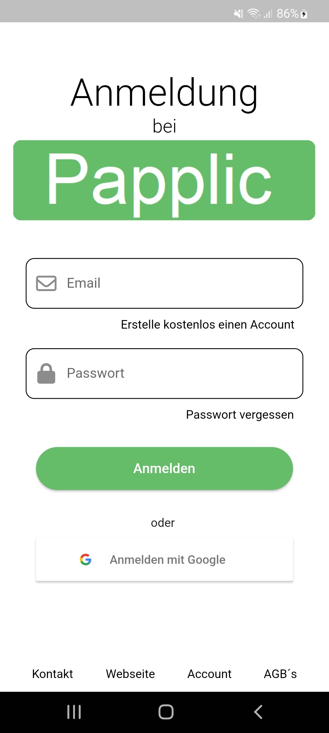 App Login Screen